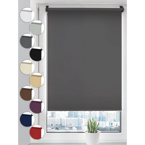 Verdunklungsrollo Seitenzugrollo, Sonello, verdunkelnd, einfach Montage ohne Bohren, Klemmfix, 25cm x 100cm Grau Verdunkelungsrollo, Rollos für Fenster, Sonnens