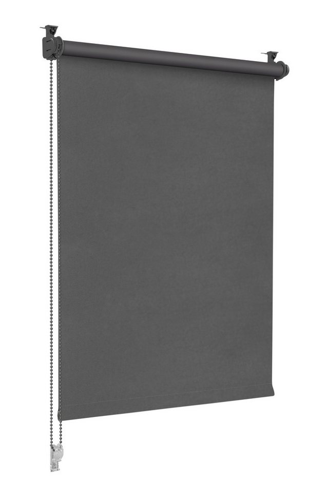 Verdunklungsrollo Seitenzugrollo, Sonello, verdunkelnd, einfach Montage ohne Bohren, Klemmfix, 25cm x 100cm Grau Verdunkelungsrollo, Rollos für Fenster, Sonnens – Bild 2 von 5