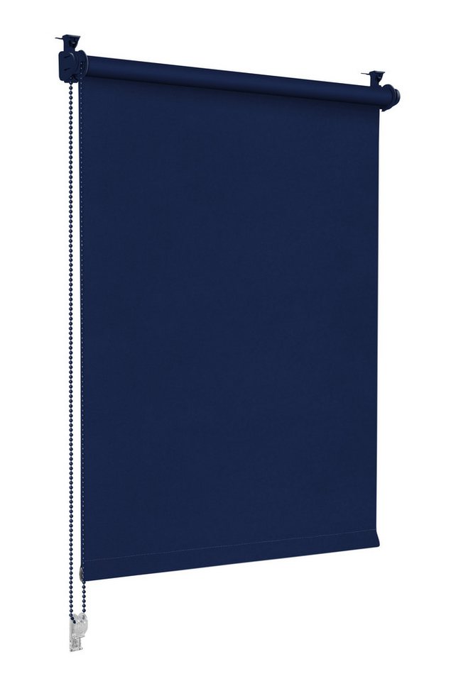 Verdunklungsrollo Seitenzugrollo, Sonello, verdunkelnd, einfach Montage ohne Bohren, freihängend, Klemmfix, 30cm x 100cm Dunkelblau Verdunkelungsrollo, Rollos,  – Bild 2 von 5
