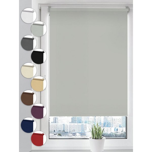 Verdunklungsrollo Seitenzugrollo, Sonello, verdunkelnd, einfach Montage ohne Bohren, freihängend, Klemmfix, 55cm x 100cm Hellgrau Verdunkelungsrollo, Rollos, So