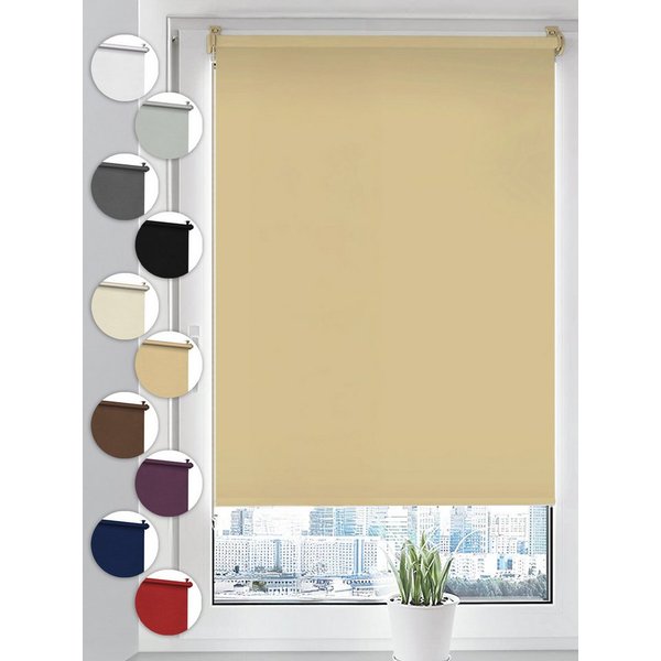 Verdunklungsrollo Seitenzugrollo, Sonello, verdunkelnd, einfach Montage ohne Bohren, freihängend, Klemmfix, 30cm x 130cm Beige Verdunkelungsrollo, Rollos Fenste