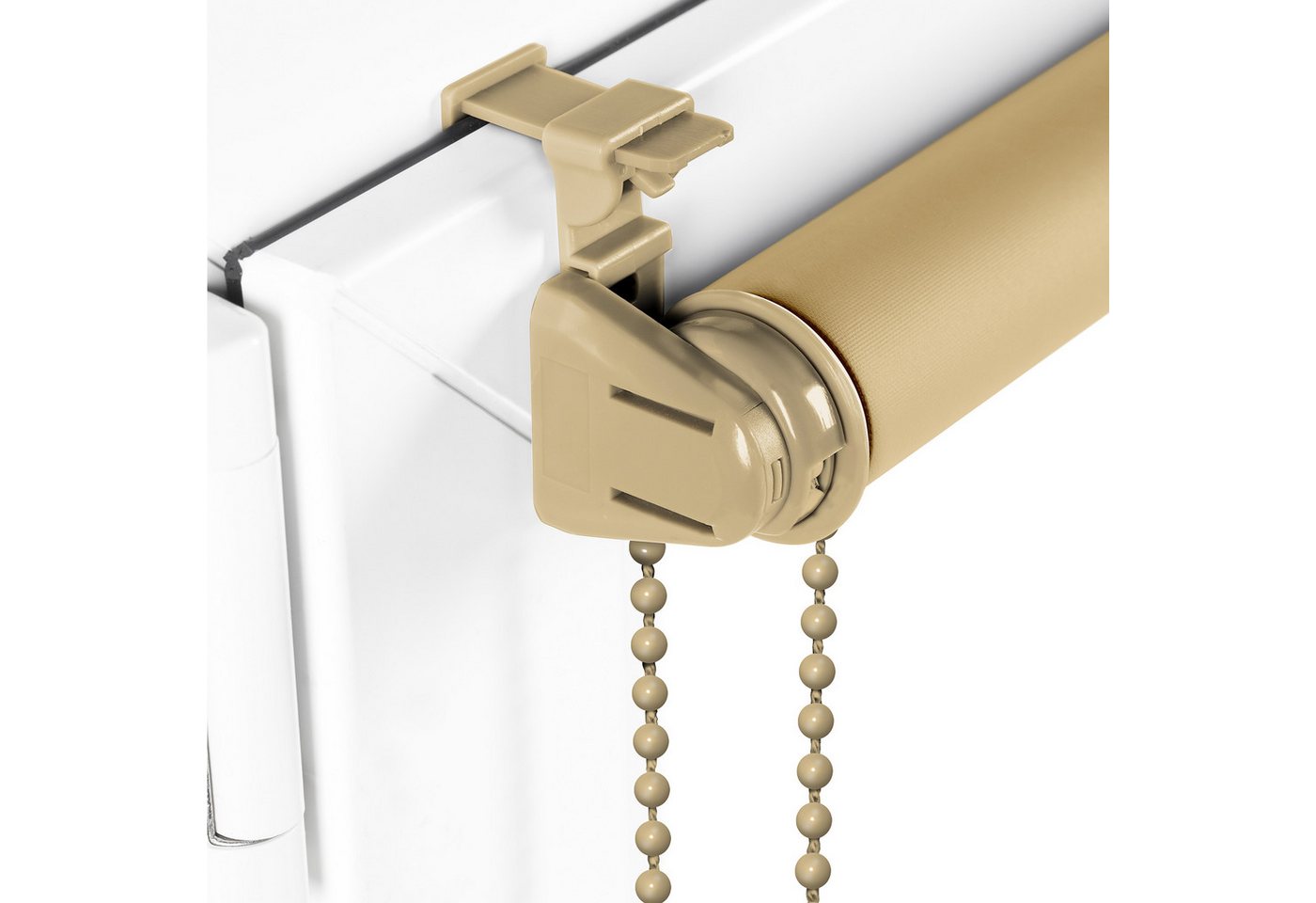 Verdunklungsrollo Seitenzugrollo, Sonello, verdunkelnd, einfach Montage ohne Bohren, freihängend, Klemmfix, 30cm x 130cm Beige Verdunkelungsrollo, Rollos Fenste – Bild 5 von 5