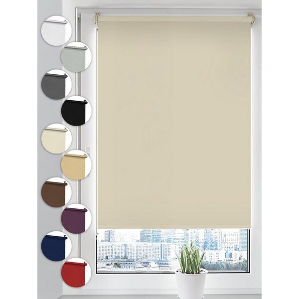 Verdunklungsrollo Seitenzugrollo, Sonello, verdunkelnd, einfach Montage ohne Bohren, freihängend, Klemmfix, 30cm x 100cm Creme Verdunkelungsrollo, Rollos Fenste