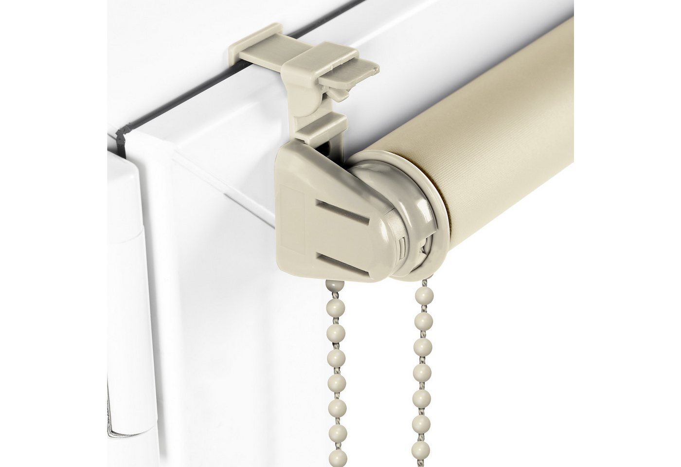 Verdunklungsrollo Seitenzugrollo, Sonello, verdunkelnd, einfach Montage ohne Bohren, freihängend, Klemmfix, 30cm x 100cm Creme Verdunkelungsrollo, Rollos Fenste – Bild 5 von 5