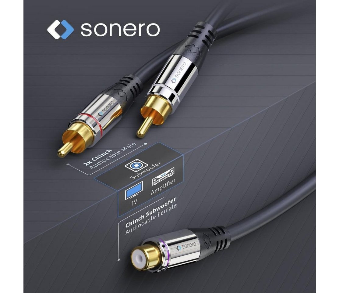 sonero sonero® Premium Subwoofer Audio Adapter, 0,20m, 2x Cinch Stecker auf Audio-Kabel – Bild 3 von 4