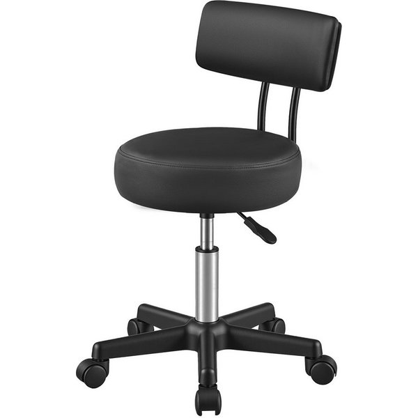 SONGMICS Arbeitshocker Rollhocker, höhenverstellbar, Hocker mit Rückenlehne, Labor, bis 150 kg belastbar, mit Rollen, mit Rückenlehne, PU-Bezug, Werkstatt