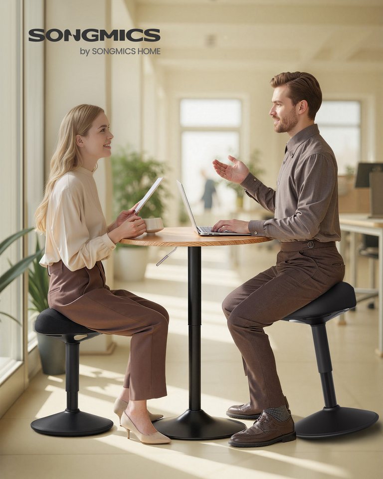 SONGMICS Arbeitshocker Stehhocker, Anti-Rutsch, für Büro und Homeoffice, höhenverstellbar 48-65,5 cm, drehbarer Sattelsitz, aktive Sitzhaltung – Bild 2 von 5
