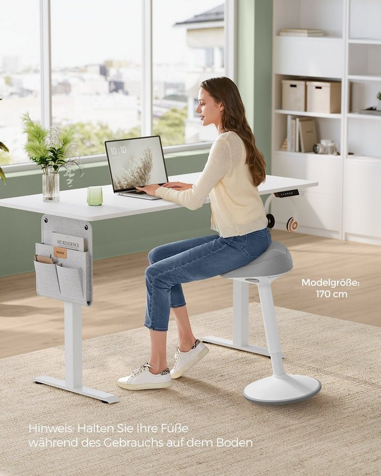 SONGMICS Arbeitshocker Stehhocker, Anti-Rutsch, für Büro und Homeoffice, Stehhocker um 360° neigbar, höhenverstellbar 58-83 cm, großer Sockel – Bild 2 von 5