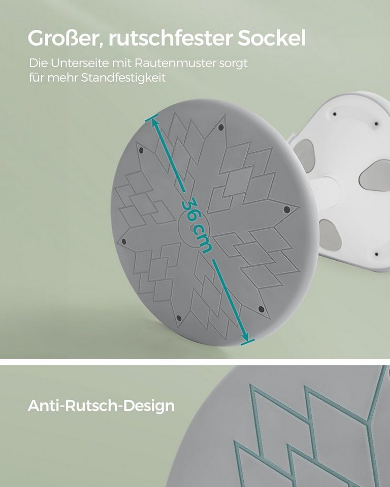 SONGMICS Arbeitshocker Stehhocker, Anti-Rutsch, für Büro und Homeoffice, Stehhocker um 360° neigbar, höhenverstellbar 58-83 cm, großer Sockel – Bild 5 von 5