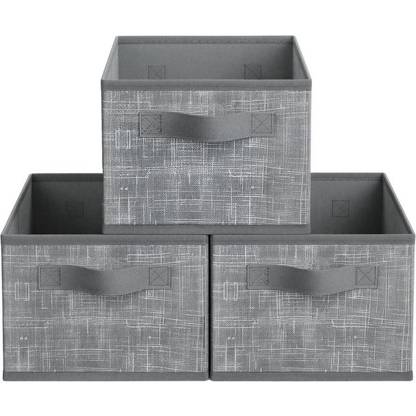SONGMICS Aufbewahrungsbox 3er Set, Stoffboxen, für Kleiderschrank, 2 Griffe, Etikette, 30 x 20 x 15 cm, für Schlafzimmer Wohnzimmer, aufbewahren, Etikette