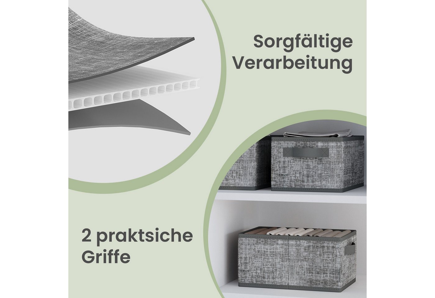 SONGMICS Aufbewahrungsbox 3er Set, Stoffboxen, für Kleiderschrank, 2 Griffe, Etikette, 30 x 20 x 15 cm, für Schlafzimmer Wohnzimmer, aufbewahren, Etikette – Bild 5 von 5