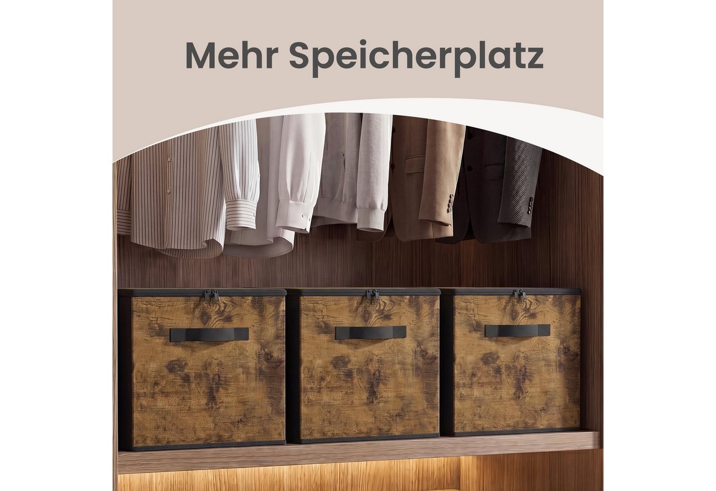 SONGMICS Aufbewahrungsbox mit Griffen, Kleidung Organizer, Vliesstoff, 6er Set, 40 x 30 x 25 cm,faltbare Stoffbox mit Deckel – Bild 4 von 5
