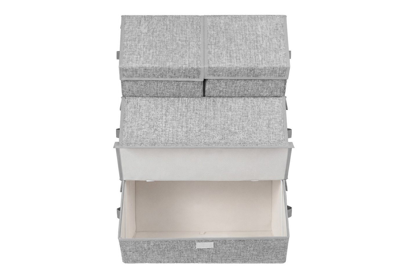 SONGMICS Aufbewahrungsbox mit Magnetverschluss, Stoffboxen Aufbewahrung, mit Deckel, 4er Set Kleiderschrank-Organizer, stapelbar, Faltbox – Bild 4 von 5