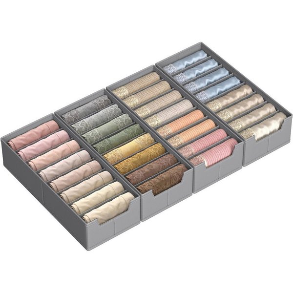 SONGMICS Aufbewahrungsbox Schubladen-Organizer, faltbar, Schrank-Organizer, 40 x 16 x 10 cm, für Unterwäsche und Socken, Schrank-Organizer