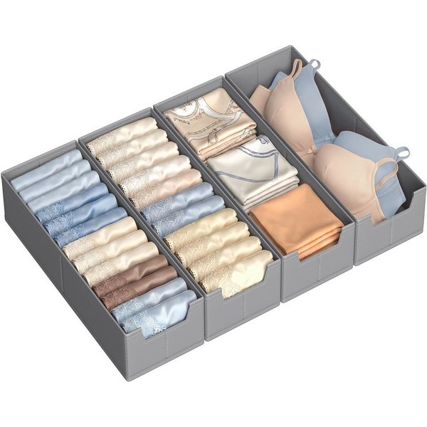 SONGMICS Aufbewahrungsbox Schubladen-Organizer, faltbar, Schrank-Organizer, 40 x 16 x 10 cm, für Unterwäsche und Socken, Schrank-Organizer