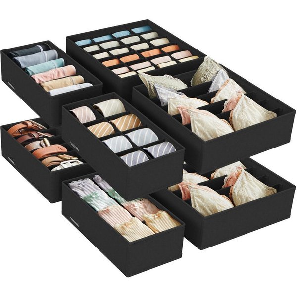 SONGMICS Aufbewahrungsbox Unterwäsche-Organizer, faltbar, Stoffboxen, für BHs Socken Krawatten (8 St), 8 Stück, Ordnungssystem Kleiderschrank, Aufbewahrungsbox 