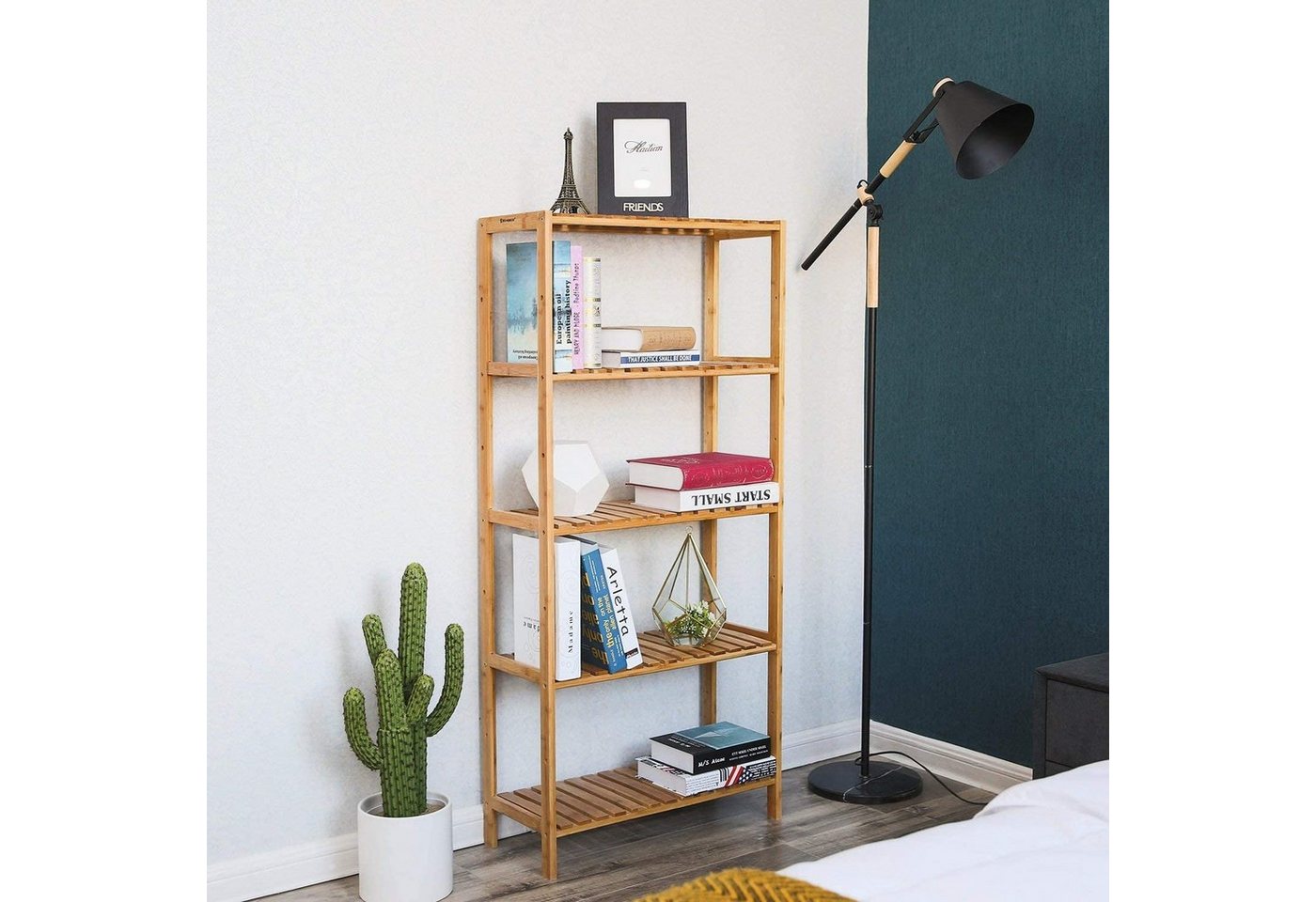 SONGMICS Badregal Badezimmerregal, Küchenregal, für Bad, Wohnzimmer, Flur, Küche, Schuhregal mit 5 Ebenen, Standregal aus Bambus, 26 x 60 x 130 cm – Bild 2 von 4