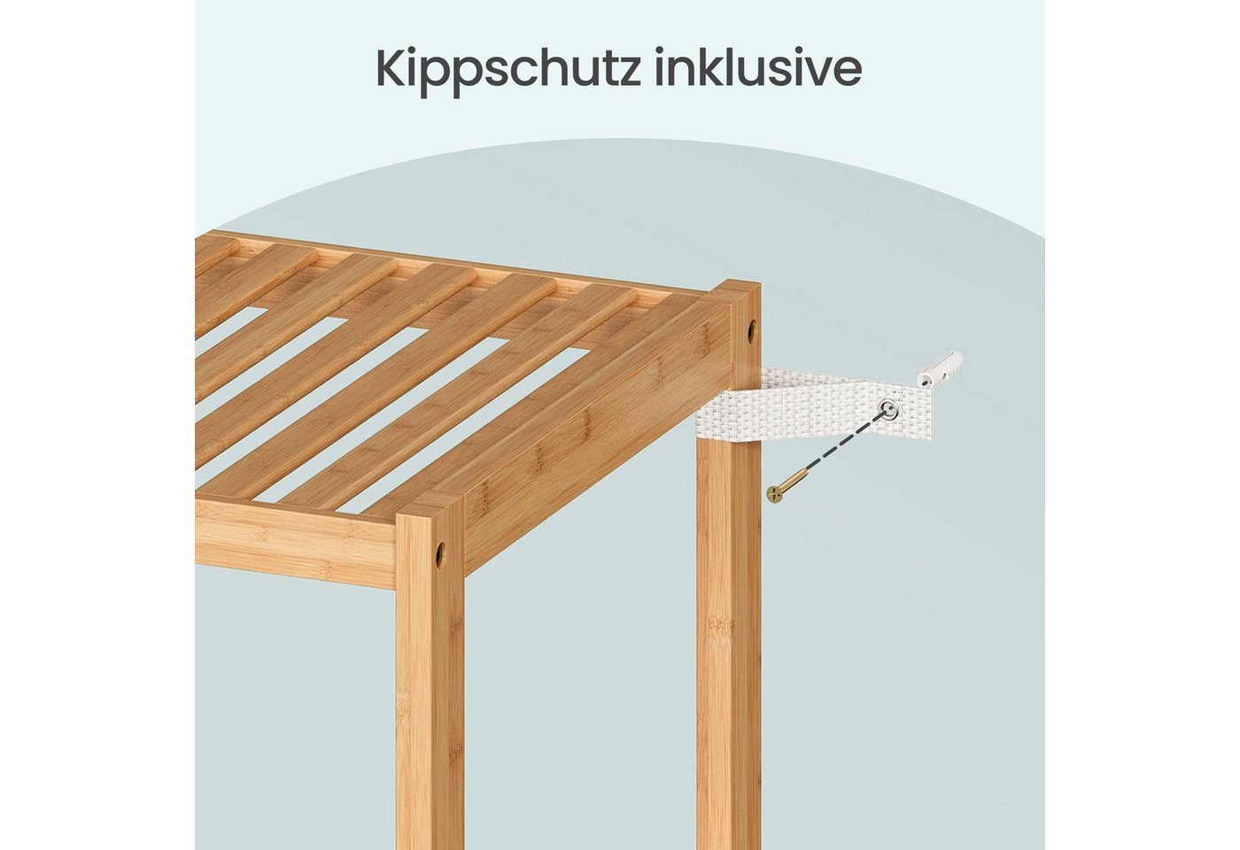 SONGMICS Badregal Badezimmerregal, 33 x 33 x 79.5 cm, aus Bambus, für Bad, Wohnzimmer, Küchenregal – Bild 5 von 5