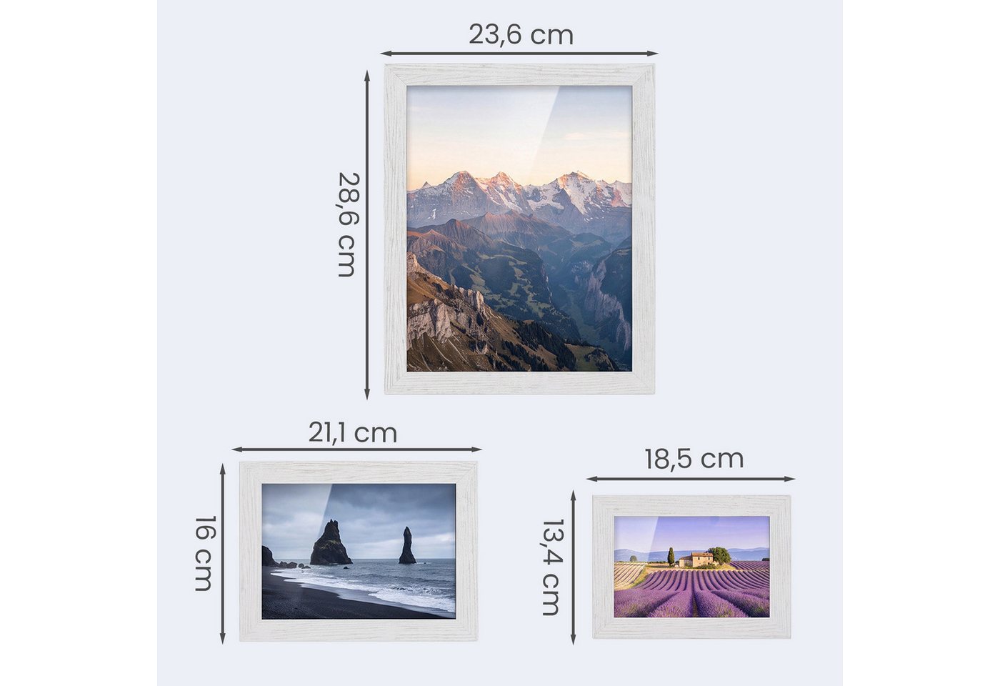 SONGMICS Bilderrahmen-Set Fotorahmen, 10er Set, Kunststoffscheibe, MDF, für 2 in 20 x 25 cm, 4 in 13 x 18 cm, 4 in 10 x 15 cm – Bild 2 von 5