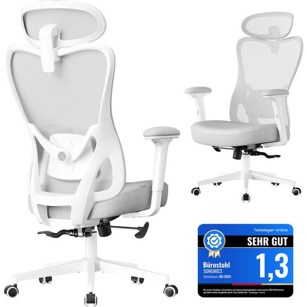 SONGMICS Bürostuhl, ergonomisch, Schreibtischstuhl, Computerstuhl, verstellbare Kopfstütze