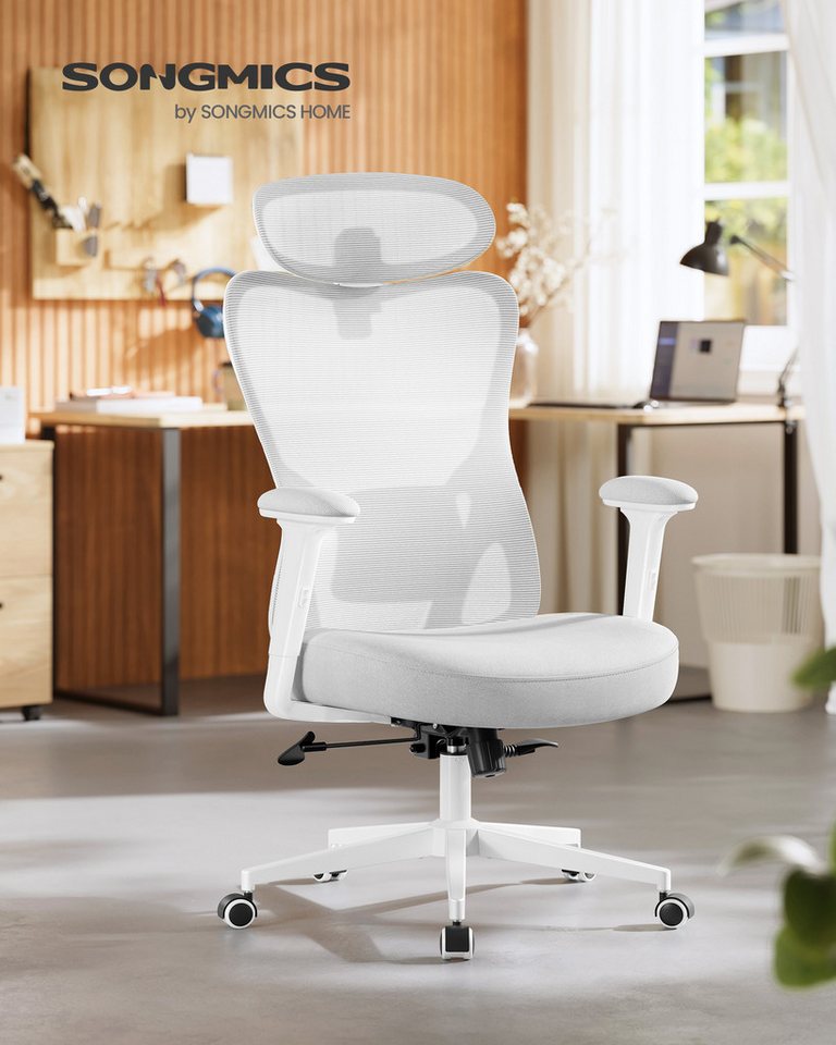 SONGMICS Bürostuhl, ergonomisch, Schreibtischstuhl, Computerstuhl, verstellbare Kopfstütze – Bild 2 von 5