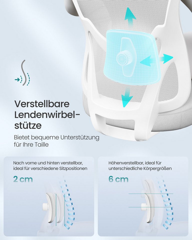 SONGMICS Bürostuhl, ergonomisch, Schreibtischstuhl, Computerstuhl, verstellbare Kopfstütze – Bild 4 von 5