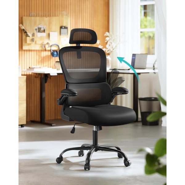 SONGMICS Bürostuhl ergonomischer Netzstuhl, für Homeoffice, mit doppellagigem Netzgewebe, Schreibtischstuhl, adaptive Lendenstütze, verstellbare Kopfstütze