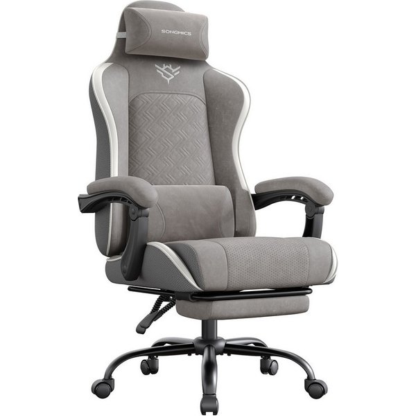 SONGMICS Bürostuhl Gaming-Stuhl, Schreibtischstuhl, ergonomischer Gaming-Sessel, Sitzkissen mit Federn, Fußstütze, Armlehnen mit Synchronmechanik