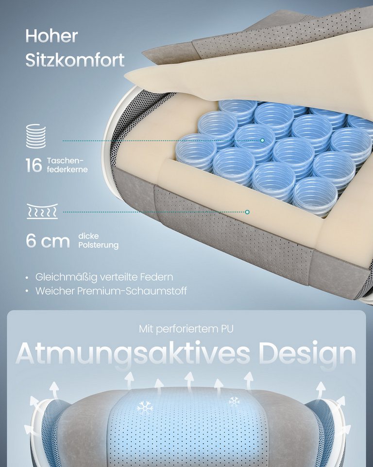 SONGMICS Bürostuhl Gaming-Stuhl, Schreibtischstuhl, ergonomischer Gaming-Sessel, Sitzkissen mit Federn, Fußstütze, Armlehnen mit Synchronmechanik – Bild 3 von 5