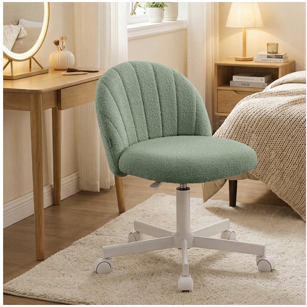 SONGMICS Bürostuhl Homeoffice-Stuhl, Schminkstuhl aus Fleece, Schreibtischstuhl, Schaumstoffpolsterung, höhenverstellbar, für Arbeitszimmer