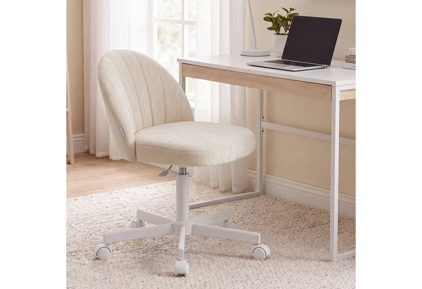 SONGMICS Bürostuhl Homeoffice-Stuhl, Schminkstuhl aus Fleece, Schreibtischstuhl, Schaumstoffpolsterung, höhenverstellbar, für Arbeitszimmer – Bild 3 von 5
