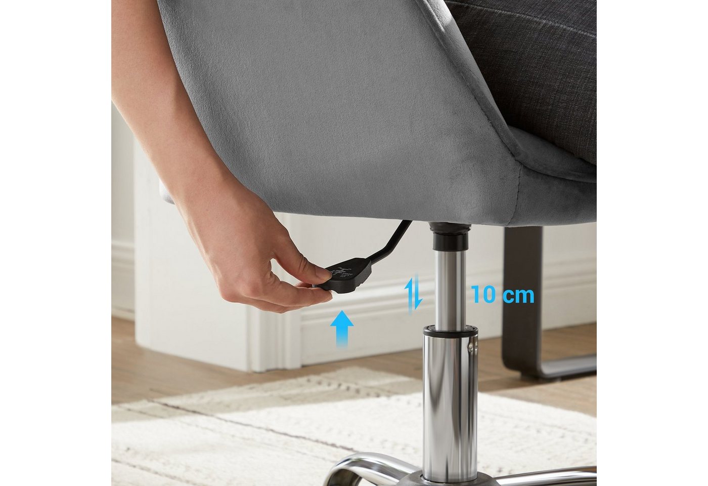 SONGMICS Bürostuhl Schminkstuhl, Homeoffice Stuhl, für Arbeitszimmer, Schaumstoffpolsterung, mit Samtbezug, Bar – Bild 5 von 5