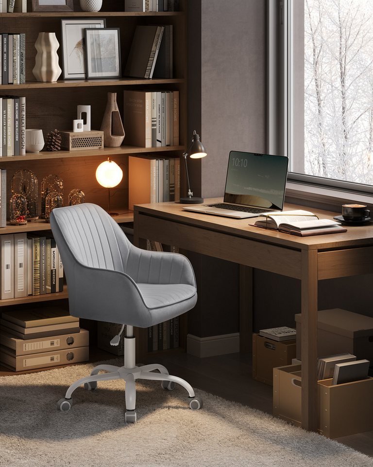 SONGMICS Bürostuhl Schminkstuhl, Homeoffice Stuhl, für Arbeitszimmer, Schaumstoffpolsterung, mit Samtbezug, Bar – Bild 2 von 5