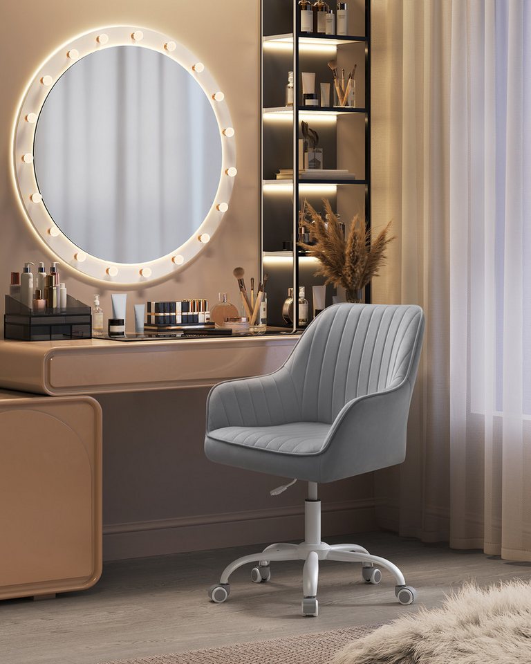 SONGMICS Bürostuhl Schminkstuhl, Homeoffice Stuhl, für Arbeitszimmer, Schaumstoffpolsterung, mit Samtbezug, Bar – Bild 3 von 5
