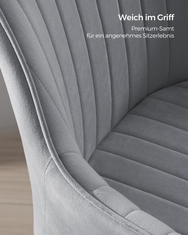 SONGMICS Bürostuhl Schminkstuhl, Homeoffice Stuhl, für Arbeitszimmer, Schaumstoffpolsterung, mit Samtbezug, Bar – Bild 4 von 5