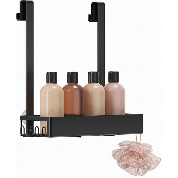 SONGMICS Duschregal 1-stufige Duschablage, 2,8 x 17 x 36 cm, für Badezimmer, für Duschtür, ohne Bohren