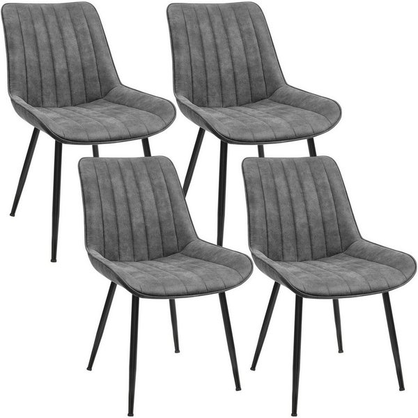 SONGMICS Esszimmerstuhl Küchenstuhl aus Samt, Polsterstuhl mit Armlehnen, Loungesessel (4 St), Küchenstuhl, Samt,Polsterstuhl, bis 120 kg, ERGONOMISCHES DESIGN