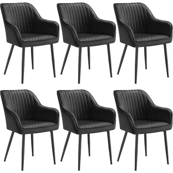 SONGMICS Esszimmerstuhl Küchenstuhl aus Samt, Polsterstuhl mit Armlehnen, Loungesessel (6 St), 6er Set, Metallbeine, bis 120 kg belastbar