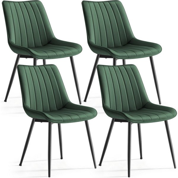 SONGMICS Esszimmerstuhl Küchenstuhl aus Samt, Polsterstuhl mit Armlehnen, Loungesessel (4 St), Küchenstuhl, Samt,Polsterstuhl, bis 120 kg, ERGONOMISCHES DESIGN