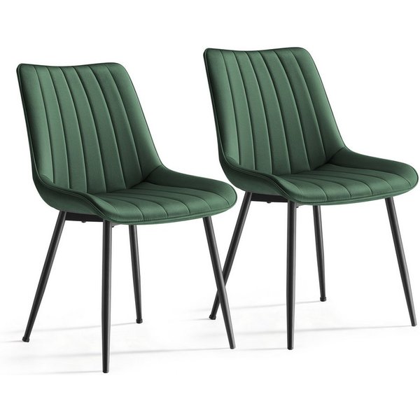 SONGMICS Esszimmerstuhl Küchenstuhl aus Samt, Polsterstuhl mit Armlehnen, Loungesessel (2 St), bis 120 kg belastbar, für Esszimmer, Küche, Stahlbeine, Polsterst