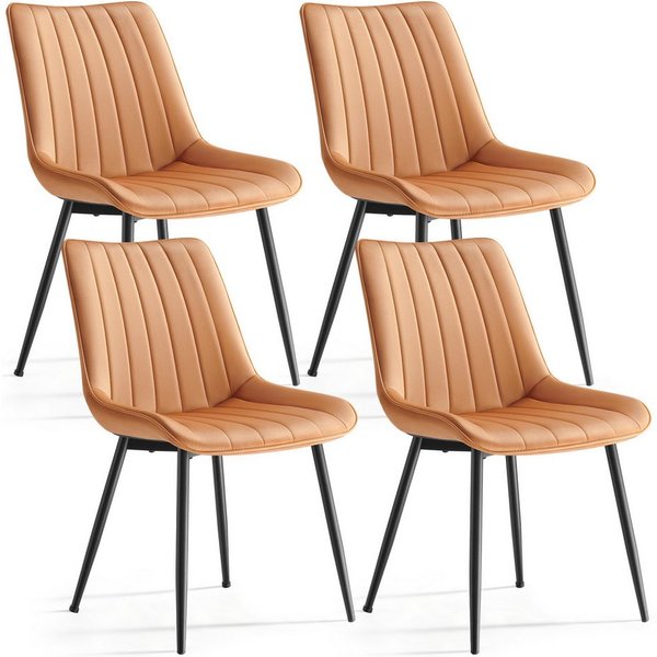 SONGMICS Esszimmerstuhl Küchenstuhl aus Samt, Polsterstuhl mit Armlehnen, Loungesessel (4 St), Küchenstuhl, Samt,Polsterstuhl, bis 120 kg, ERGONOMISCHES DESIGN