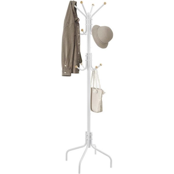SONGMICS Garderobenständer Kleiderständer, aus Metall, mit 12 Haken, Garderobe, 4 Beine