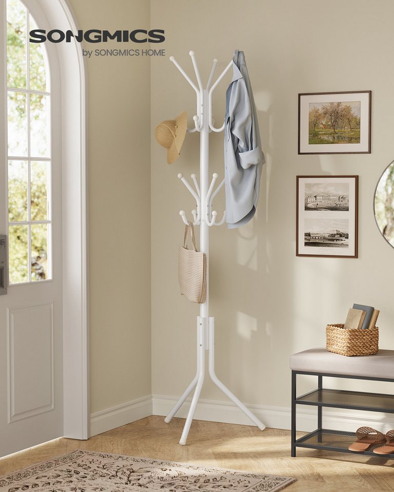 SONGMICS Garderobenständer Kleiderständer, Garderobe, für Kleidung, Taschen und Hüte, Höhe 175 cm, aus Metall, 16 Haken, Eingangsbereich, Wohnzimmer, Schlafzimm – Bild 2 von 5