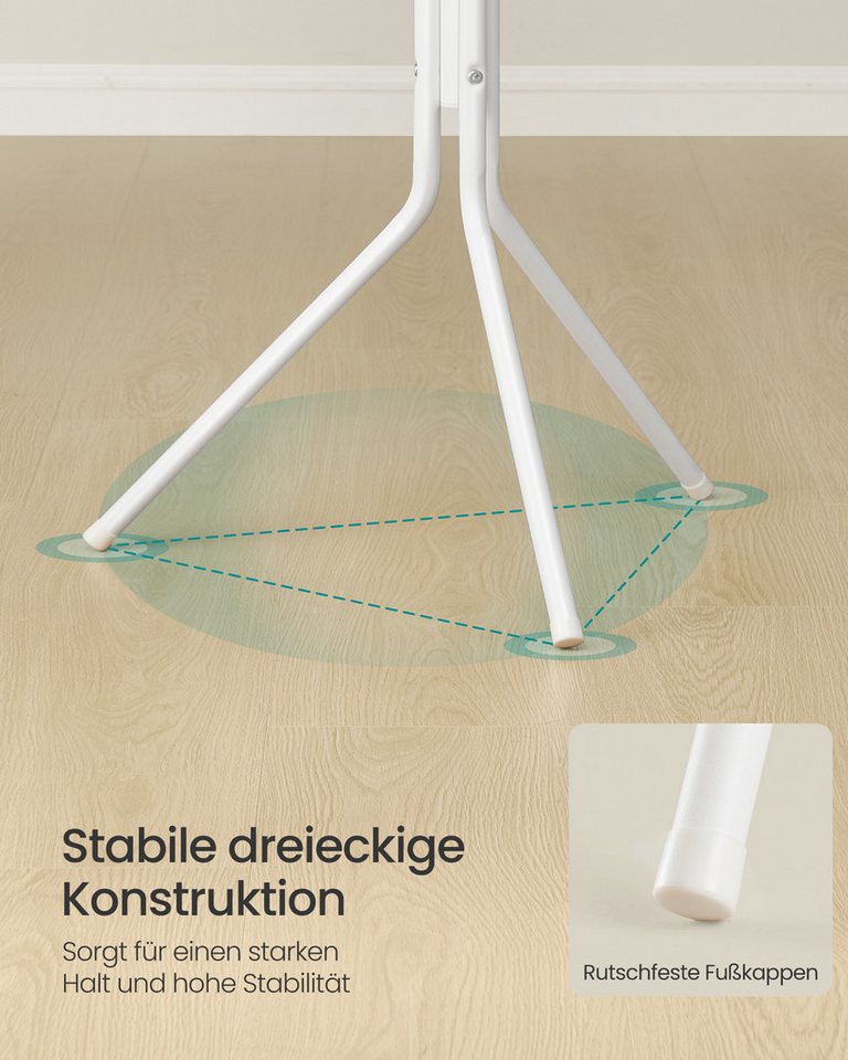 SONGMICS Garderobenständer Kleiderständer, Garderobe, für Kleidung, Taschen und Hüte, Höhe 175 cm, aus Metall, 16 Haken, Eingangsbereich, Wohnzimmer, Schlafzimm – Bild 5 von 5