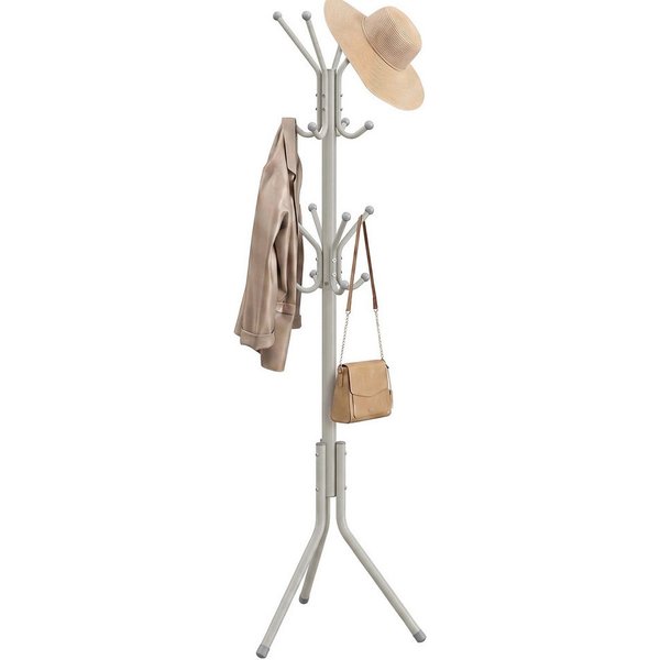 SONGMICS Garderobenständer Kleiderständer, Garderobe, für Kleidung, Taschen und Hüte, Höhe 175 cm, aus Metall, 16 Haken, Eingangsbereich, Wohnzimmer, Schlafzimm