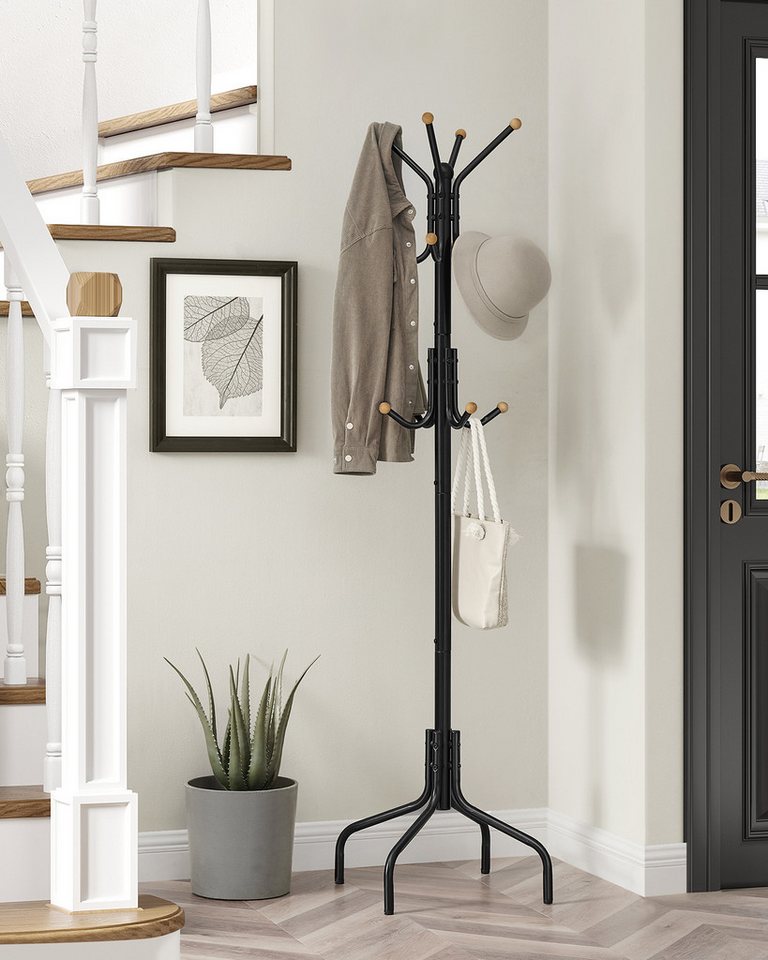 SONGMICS Garderobenständer Kleiderständer, aus Metall, mit 12 Haken, Garderobe, 4 Beine – Bild 2 von 5