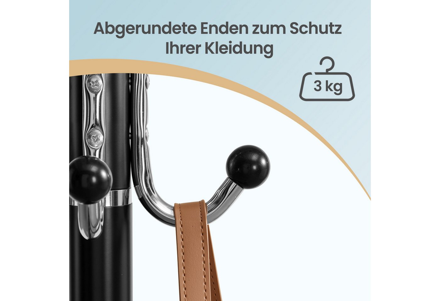SONGMICS Garderobenständer Kleiderständer, 18 Haken, 38 x 38 x 178 cm, für Flur, mit Schirmständer, Marmorfuß – Bild 4 von 5