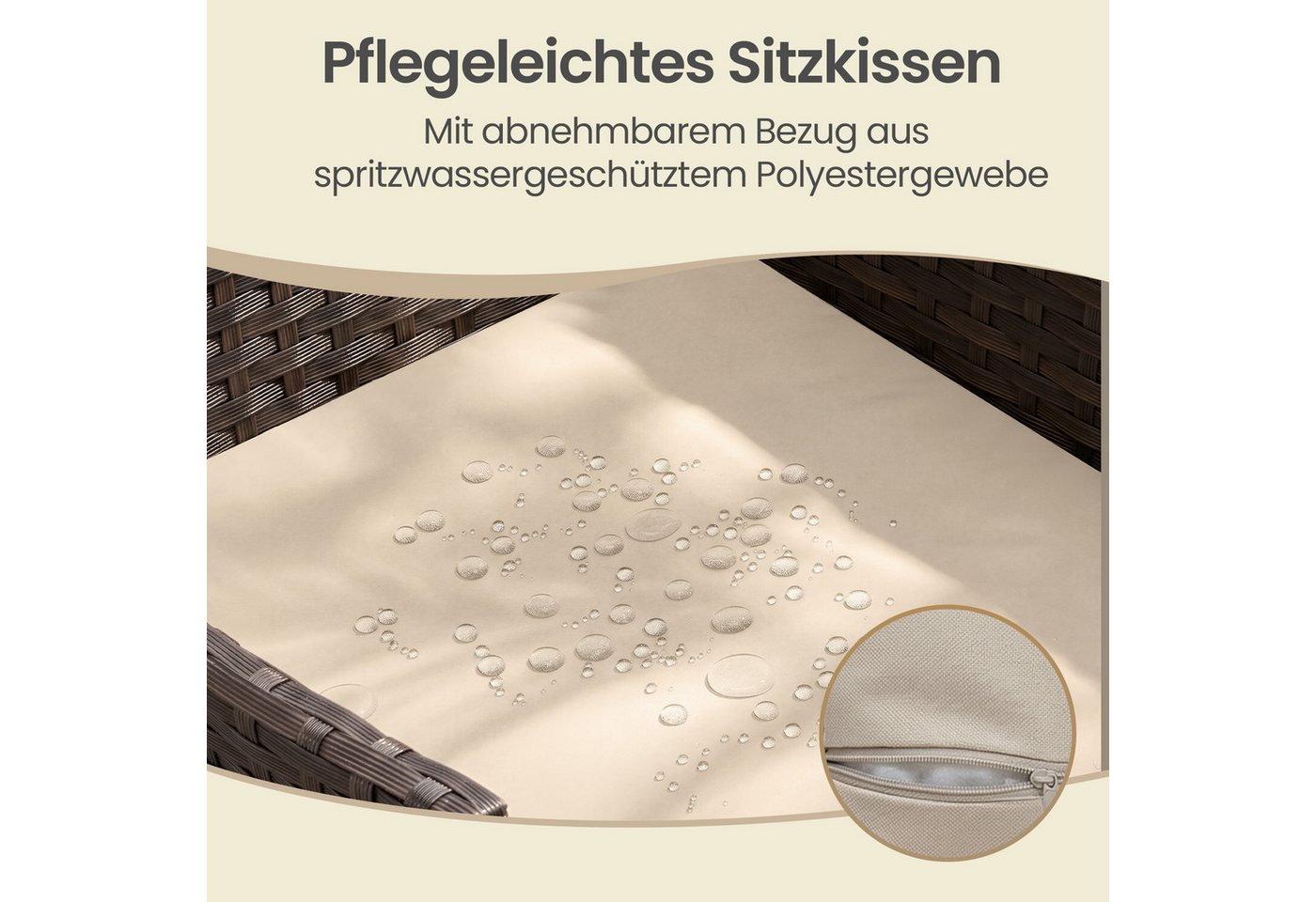 SONGMICS Gartenlounge-Set Balkonmöbel, Tisch und 2 Stühle, für Terrasse, Balkon, Garten, (3-tlg., 2 Gartenstuhl, 1 Gartentisch, mit Kissen), Gartenmöbel-Set, au – Bild 4 von 5