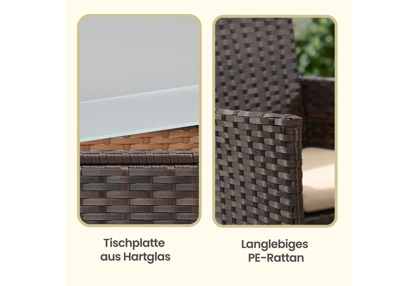 SONGMICS Gartenlounge-Set Balkonmöbel, Tisch und 2 Stühle, für Terrasse, Balkon, Garten, (3-tlg., 2 Gartenstuhl, 1 Gartentisch, mit Kissen), Gartenmöbel-Set, au – Bild 5 von 5