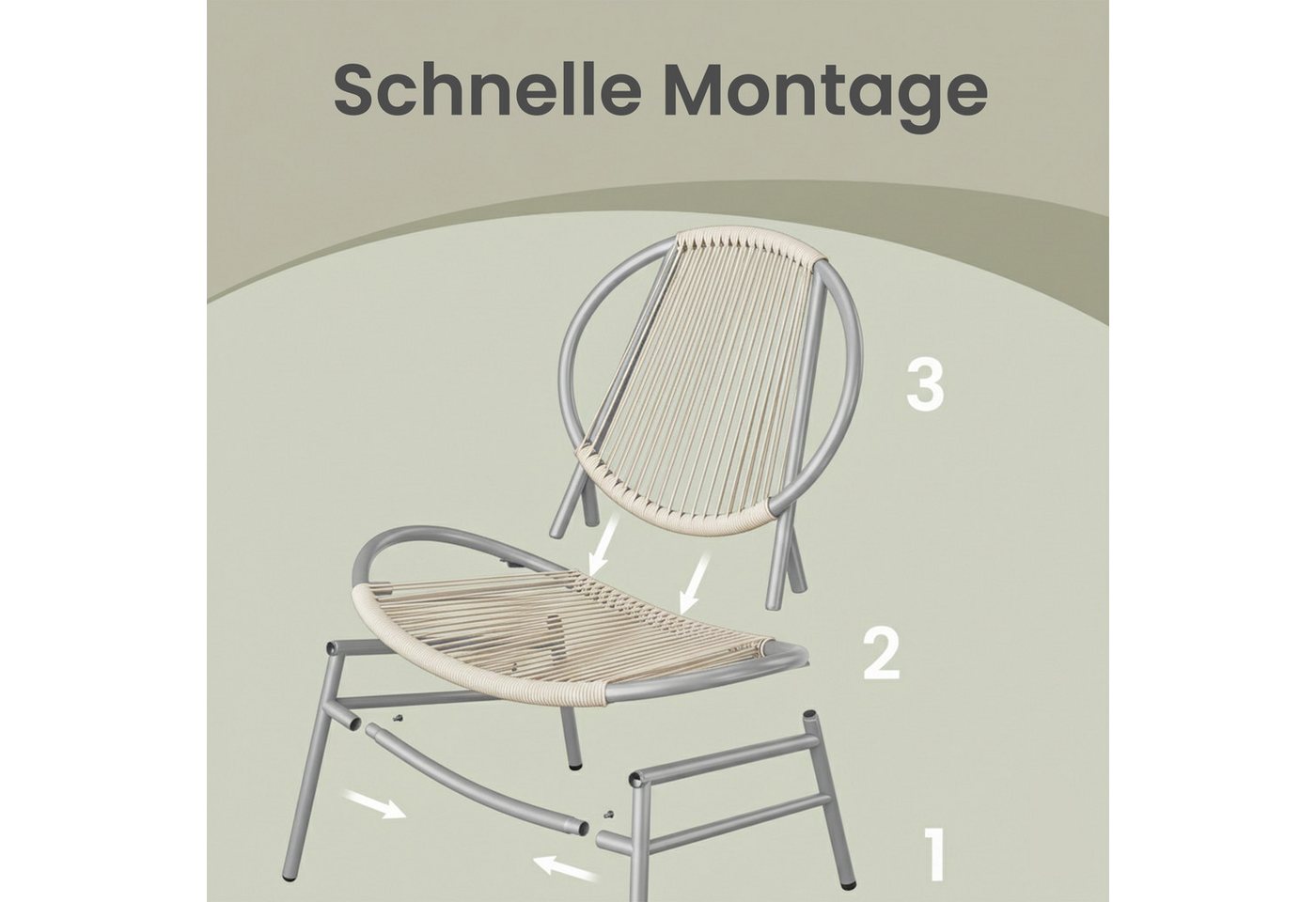 SONGMICS Gartenlounge-Set Balkonmöbel/Gartenmöbel-Set, (3-tlg), Balkonmöbel, Gartenmöbel-Set, aus PE-Polyrattan, Outdoor – Bild 5 von 5